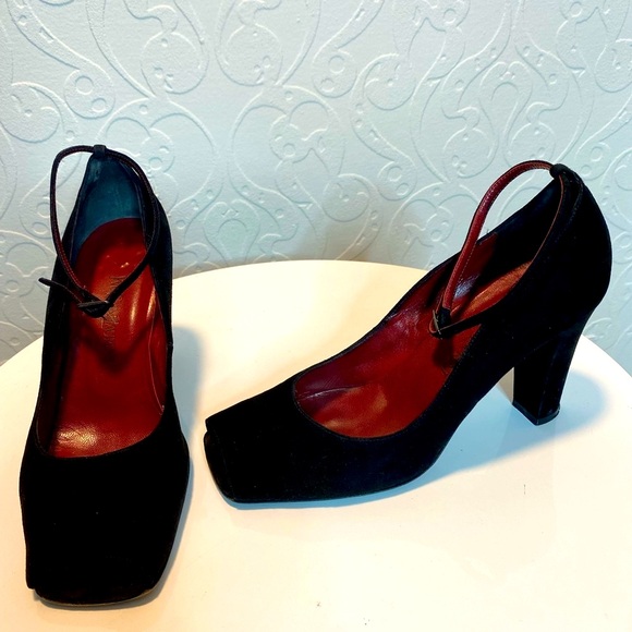 YSL Suede ankle strap peep toe shoes - Picture 4 of 9